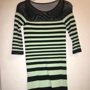 Striped Long Sleeve Fitted Dress